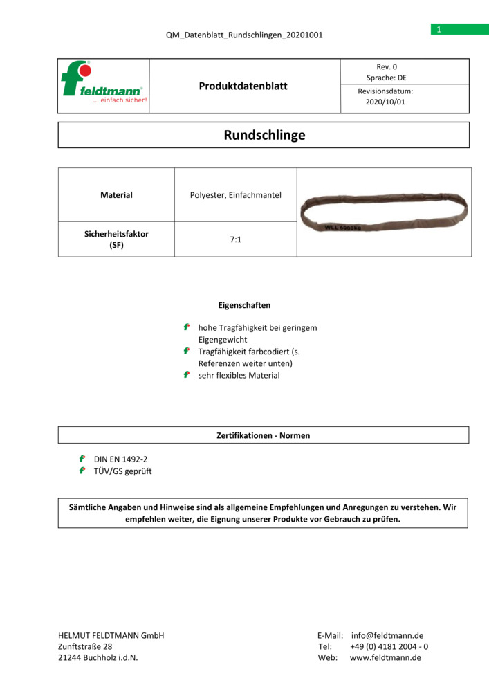 Datenblatt Zertifikat