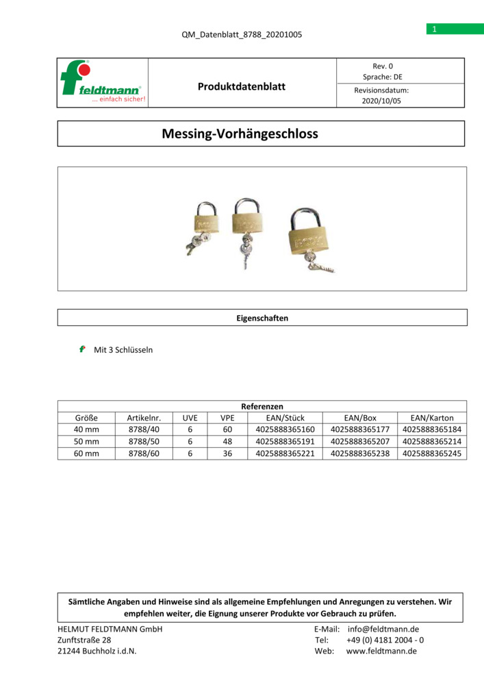 Datenblatt Zertifikat