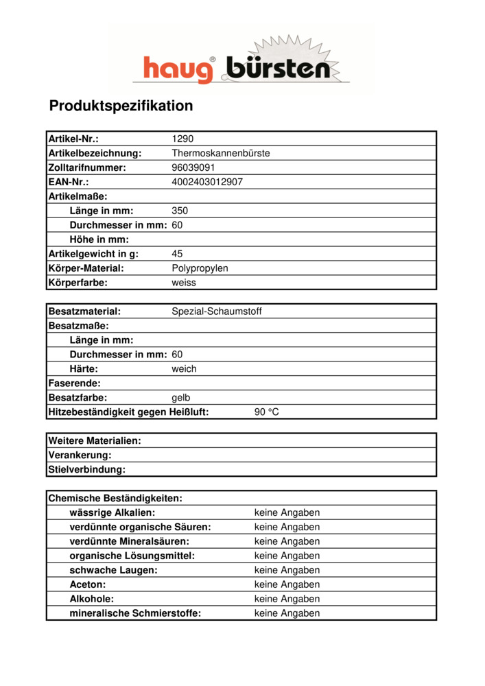 Datenblatt Zertifikat