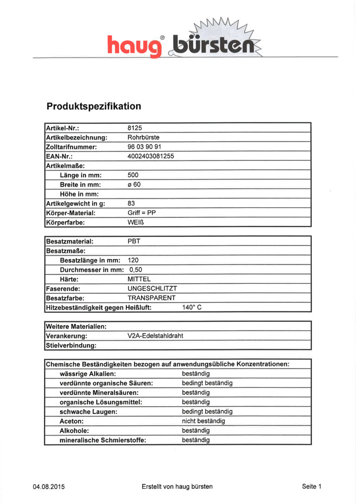 Datenblatt Zertifikat