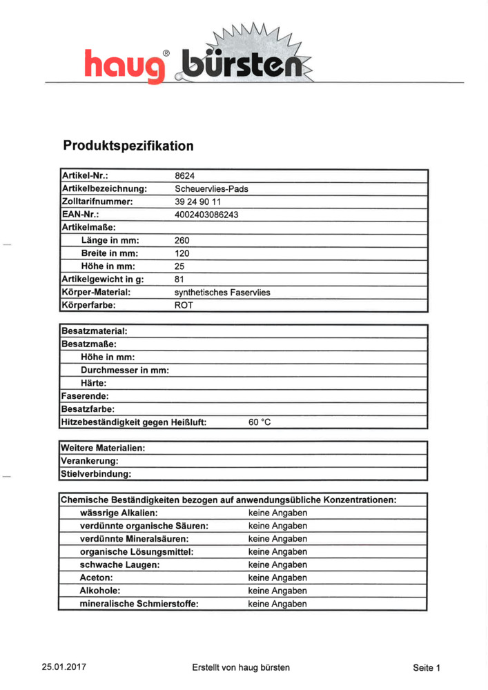 Datenblatt Zertifikat