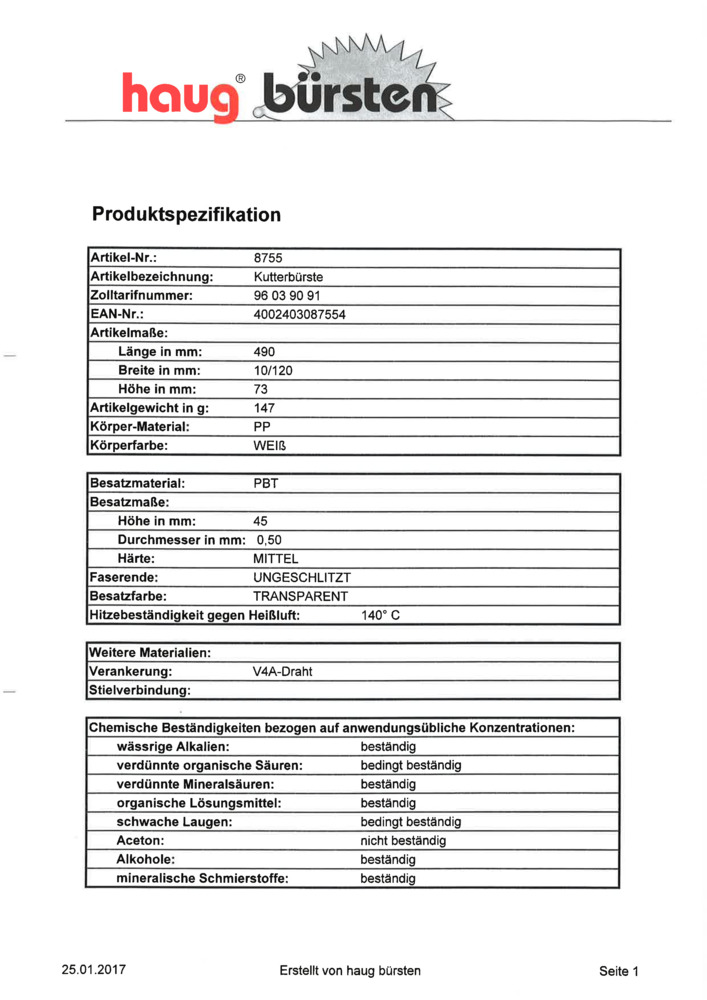 Datenblatt Zertifikat