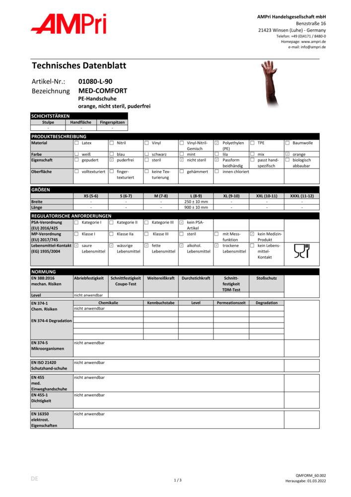 Datenblatt Zertifikat