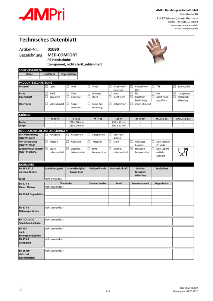 Datenblatt Zertifikat