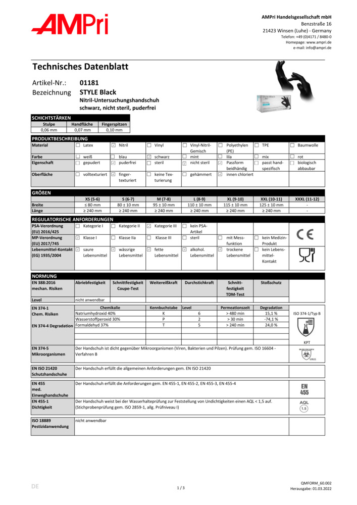 Datenblatt Zertifikat