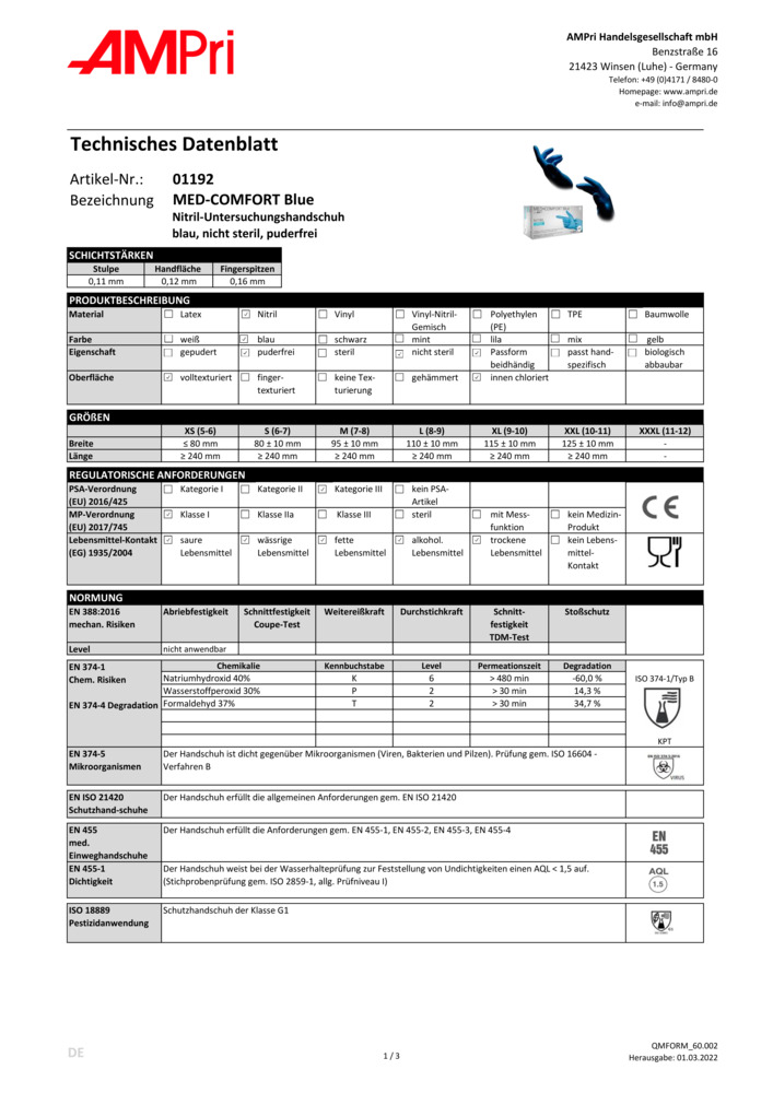 Datenblatt Zertifikat