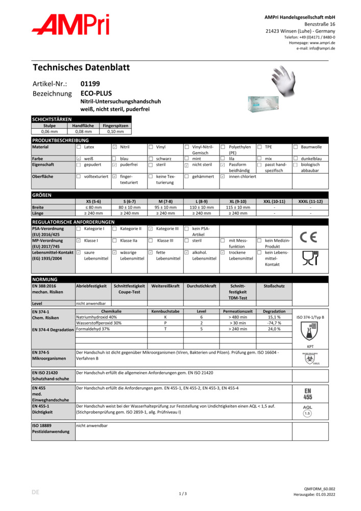 Datenblatt Zertifikat