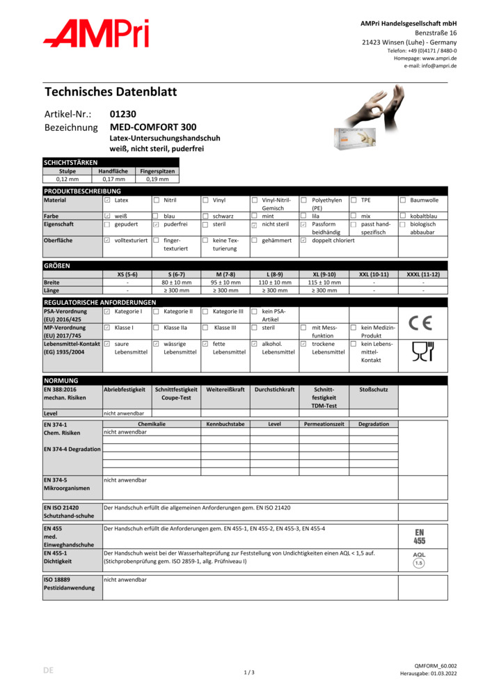 Datenblatt Zertifikat