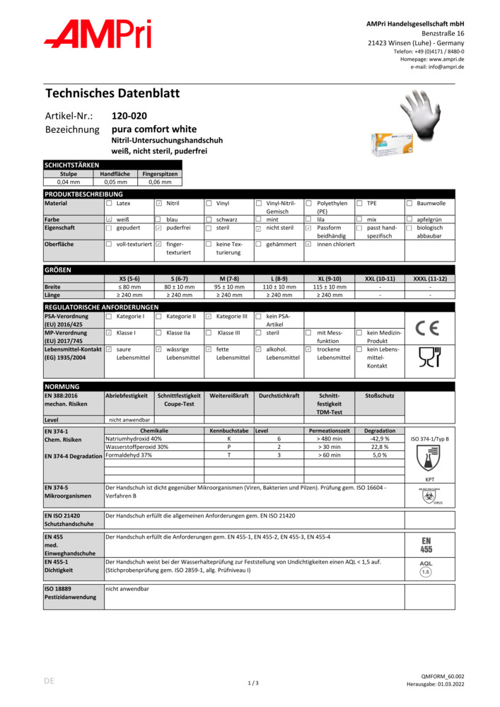 Datenblatt Zertifikat