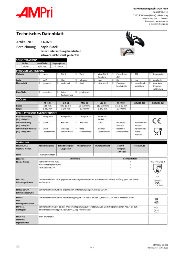 Datenblatt Zertifikat