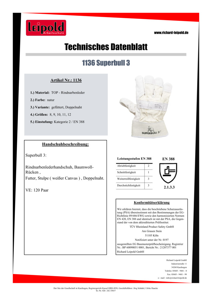 Datenblatt Zertifikat