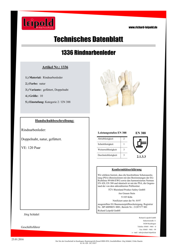 Datenblatt Zertifikat