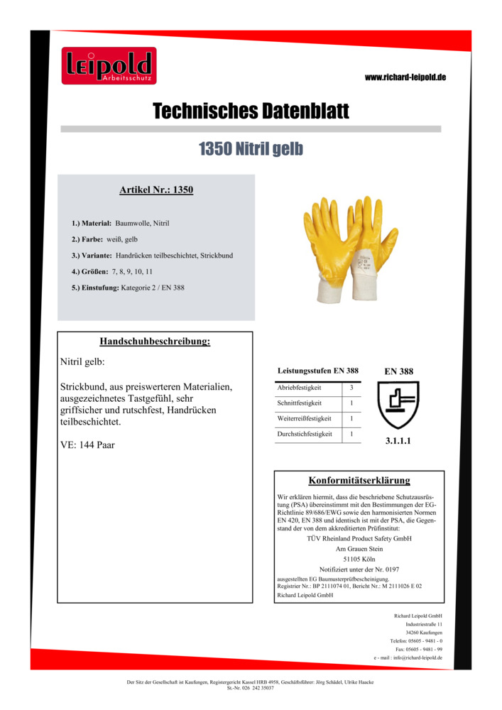 Datenblatt Zertifikat