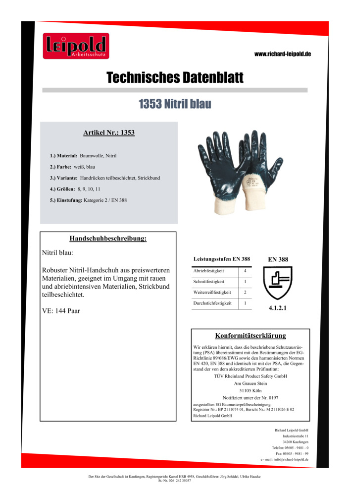 Datenblatt Zertifikat