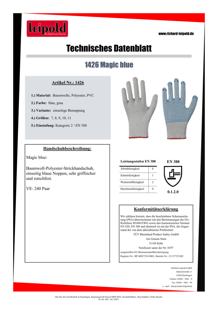 Datenblatt Zertifikat