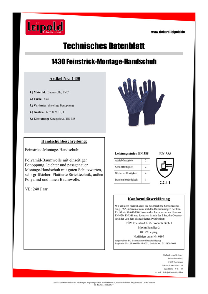 Datenblatt Zertifikat