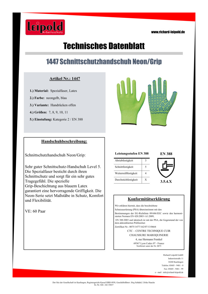 Datenblatt Zertifikat