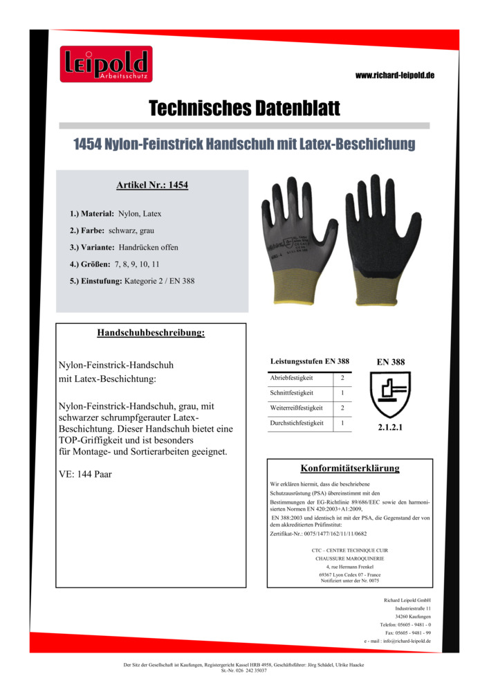 Datenblatt Zertifikat