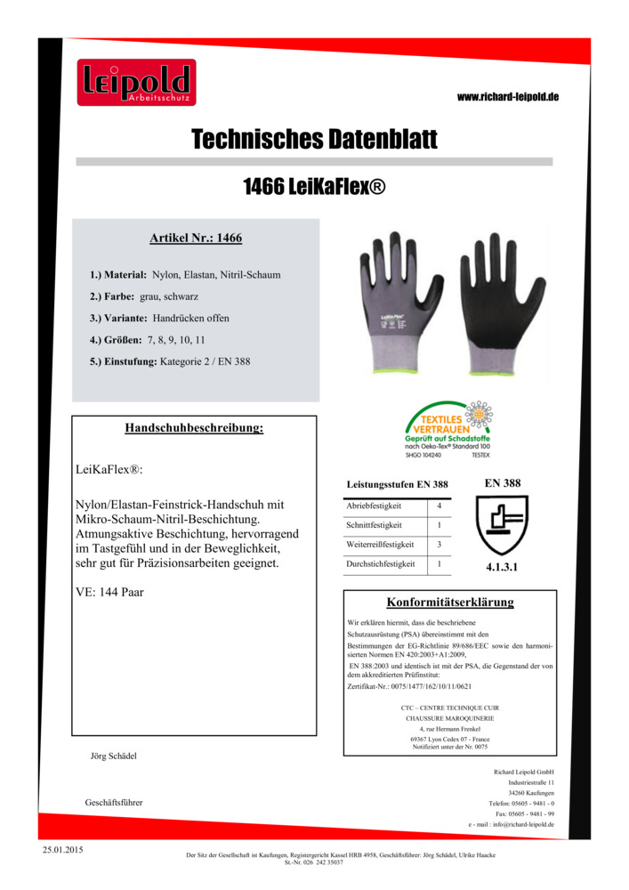 Datenblatt Zertifikat