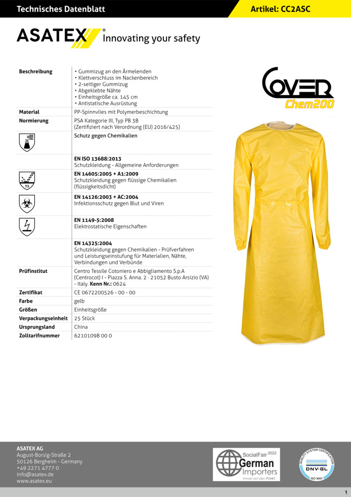 Datenblatt Zertifikat