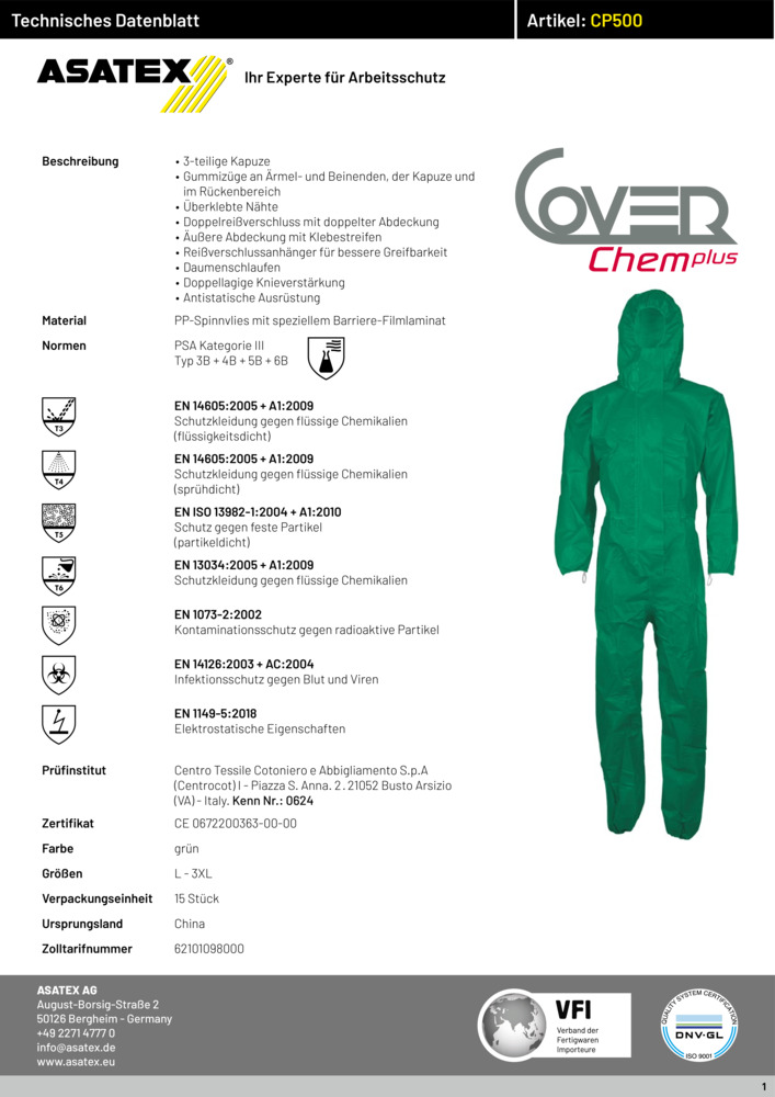 Datenblatt Zertifikat