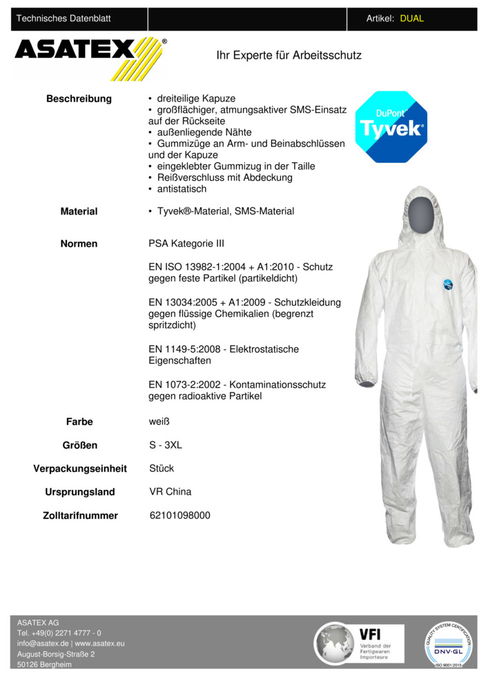 Datenblatt Zertifikat