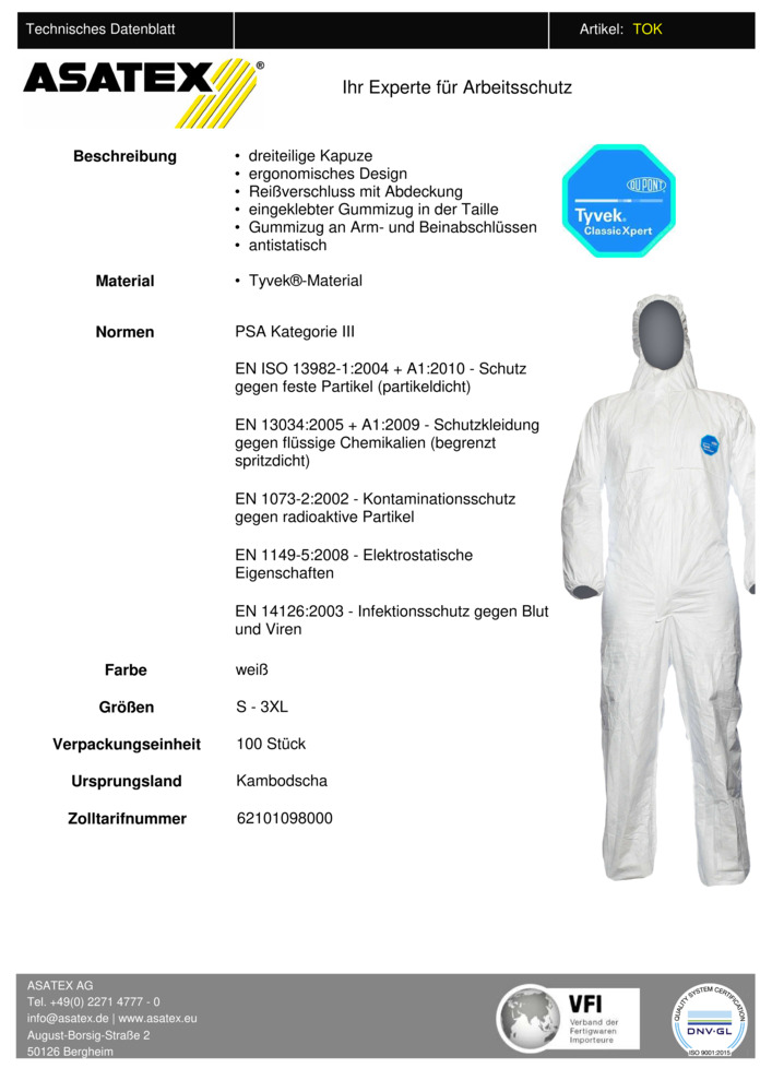 Datenblatt Zertifikat