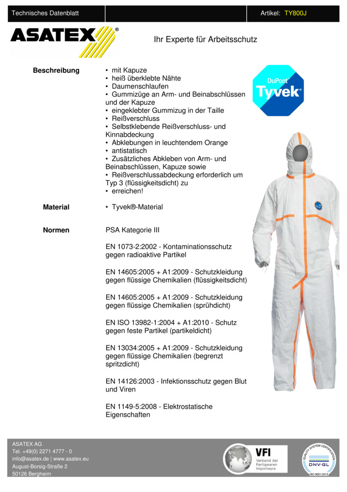 Datenblatt Zertifikat