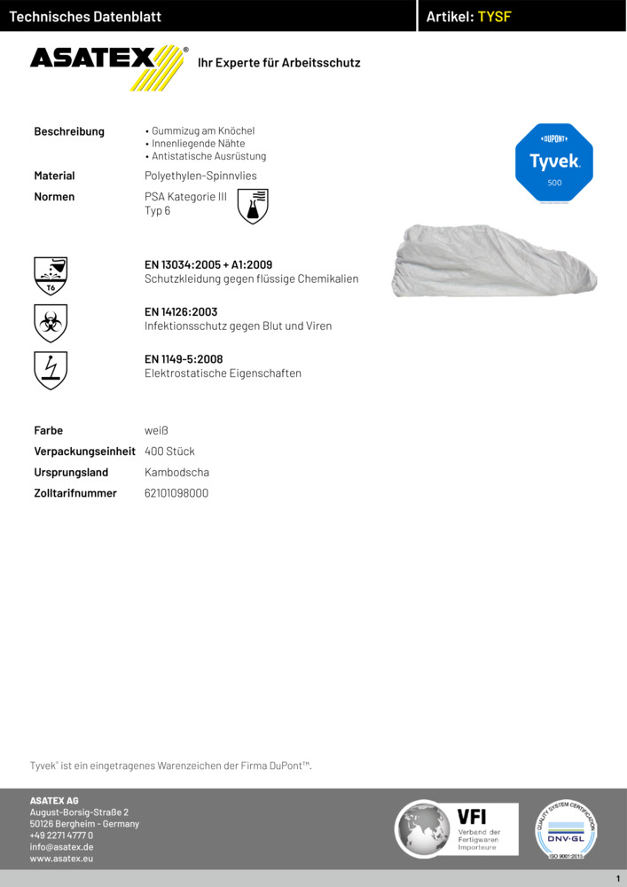 Datenblatt Zertifikat