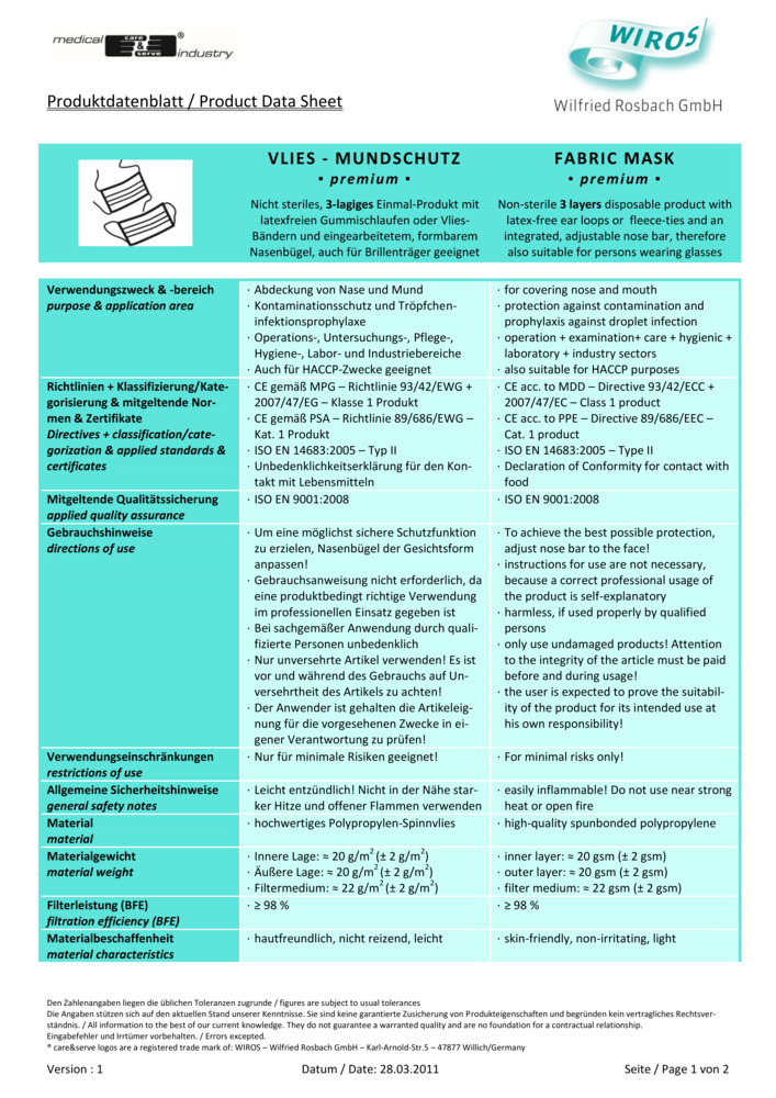 Datenblatt Zertifikat