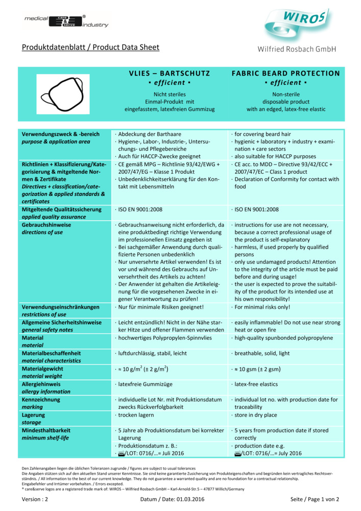 Datenblatt Zertifikat