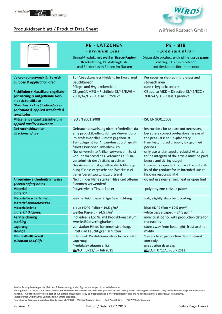 Datenblatt Zertifikat