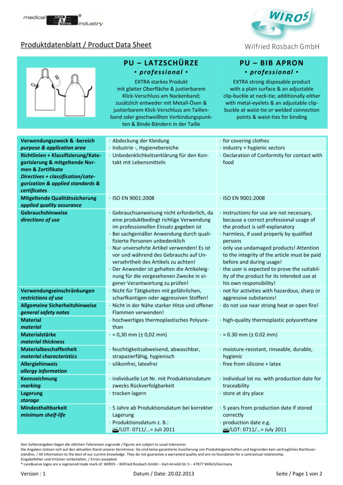 Datenblatt Zertifikat