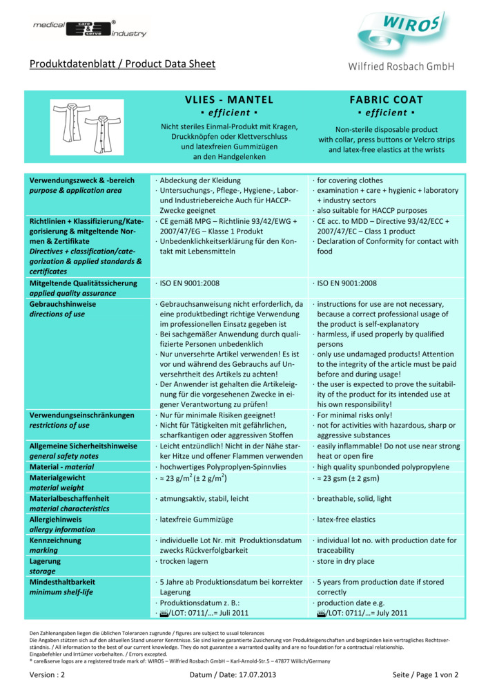 Datenblatt Zertifikat