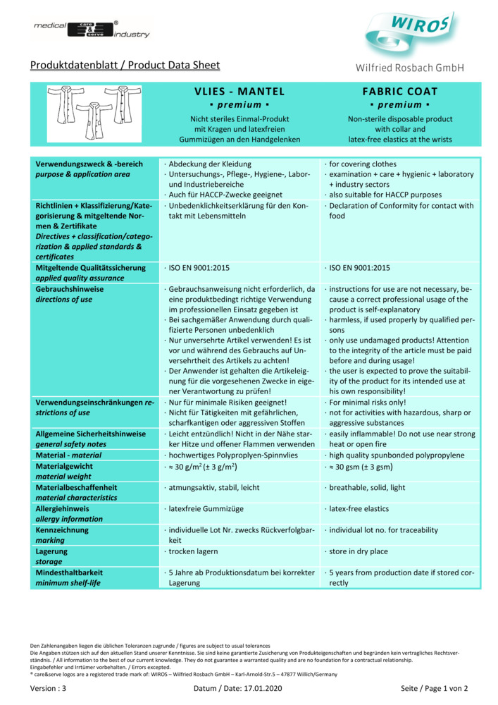 Datenblatt Zertifikat
