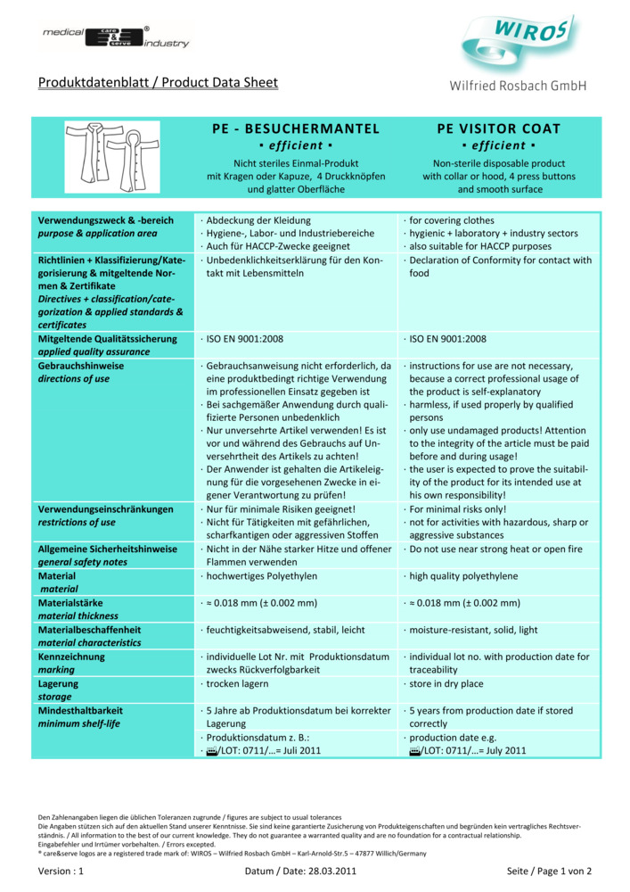 Datenblatt Zertifikat