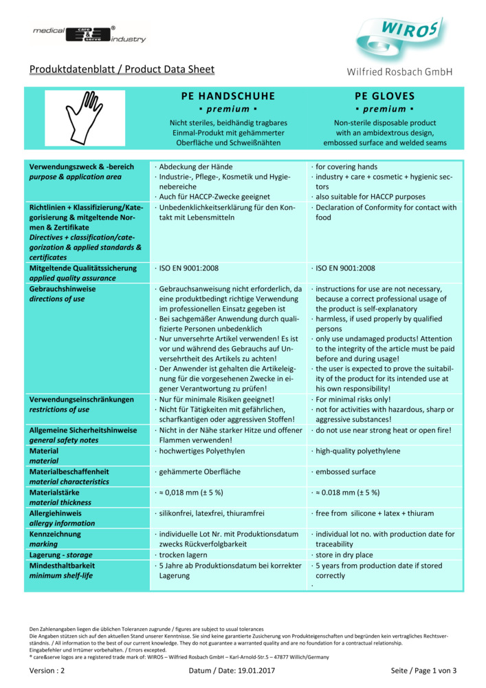 Datenblatt Zertifikat