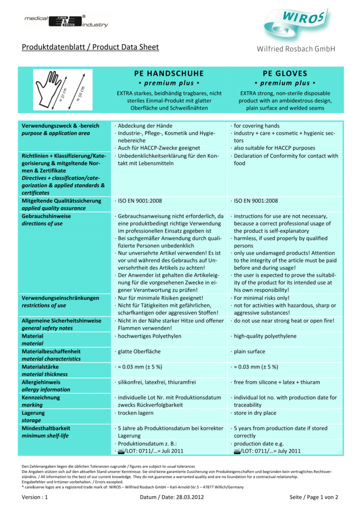 Datenblatt Zertifikat