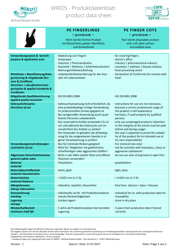 Datenblatt Zertifikat