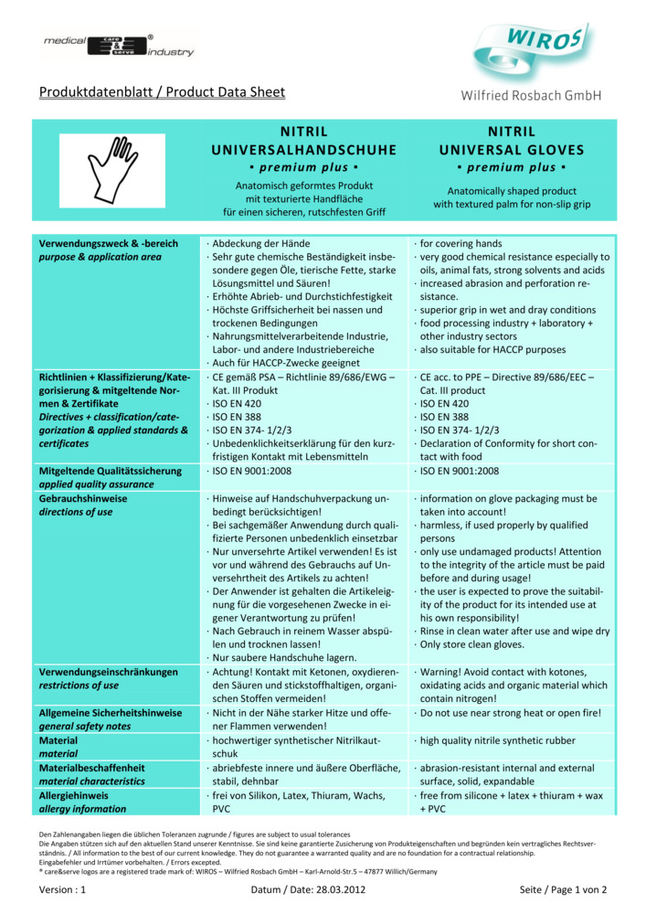 Datenblatt Zertifikat