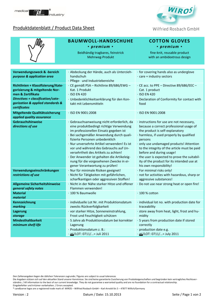 Datenblatt Zertifikat