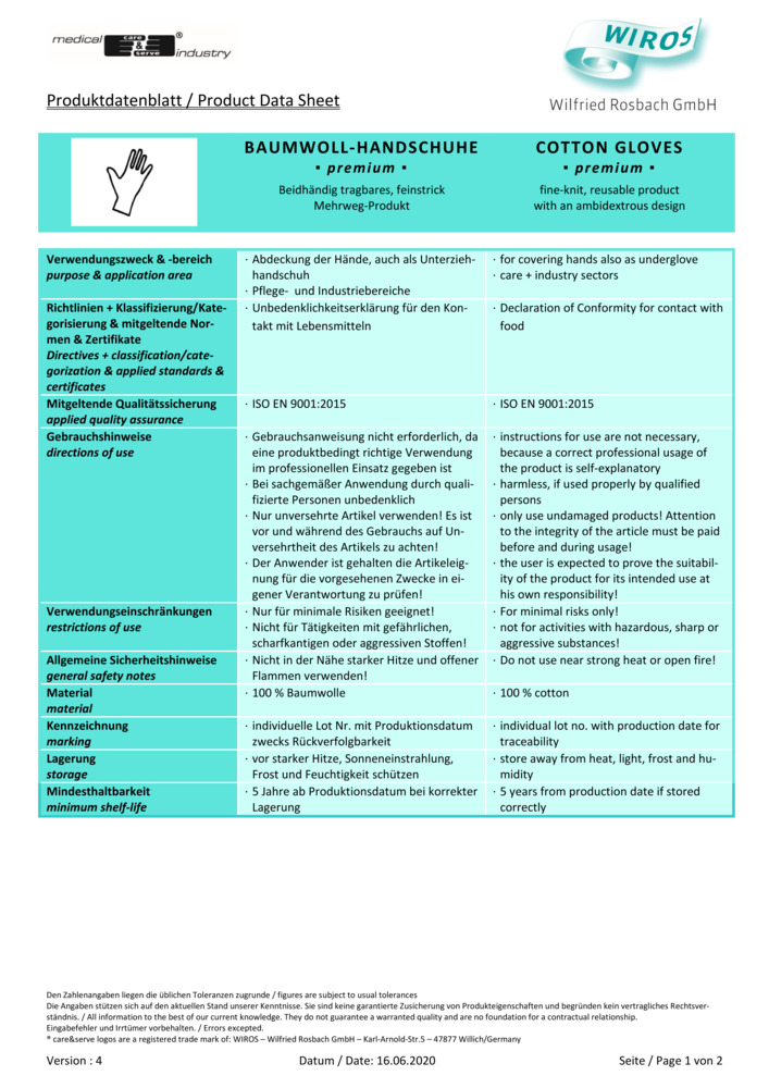 Datenblatt Zertifikat