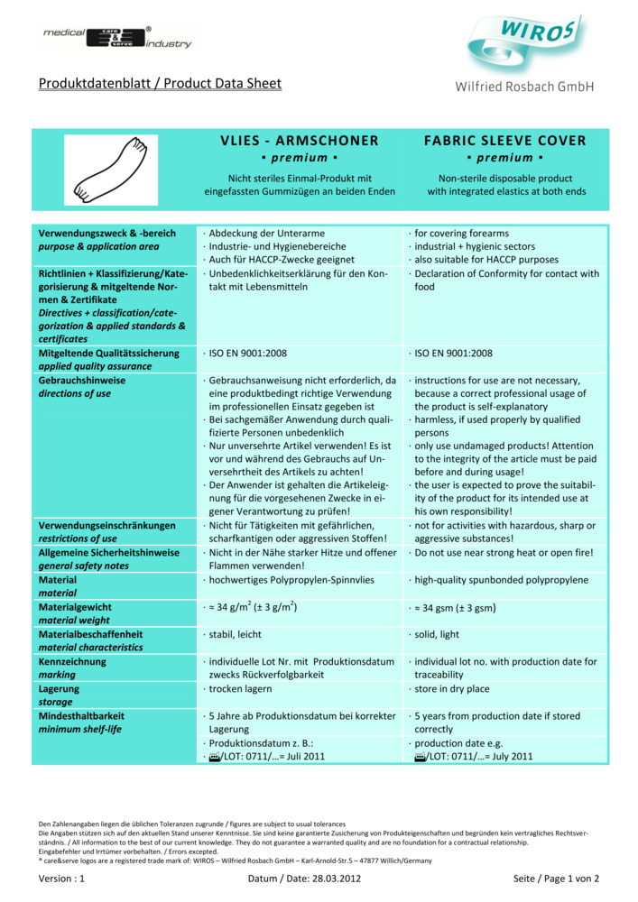 Datenblatt Zertifikat