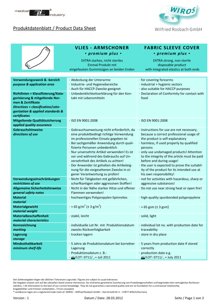 Datenblatt Zertifikat