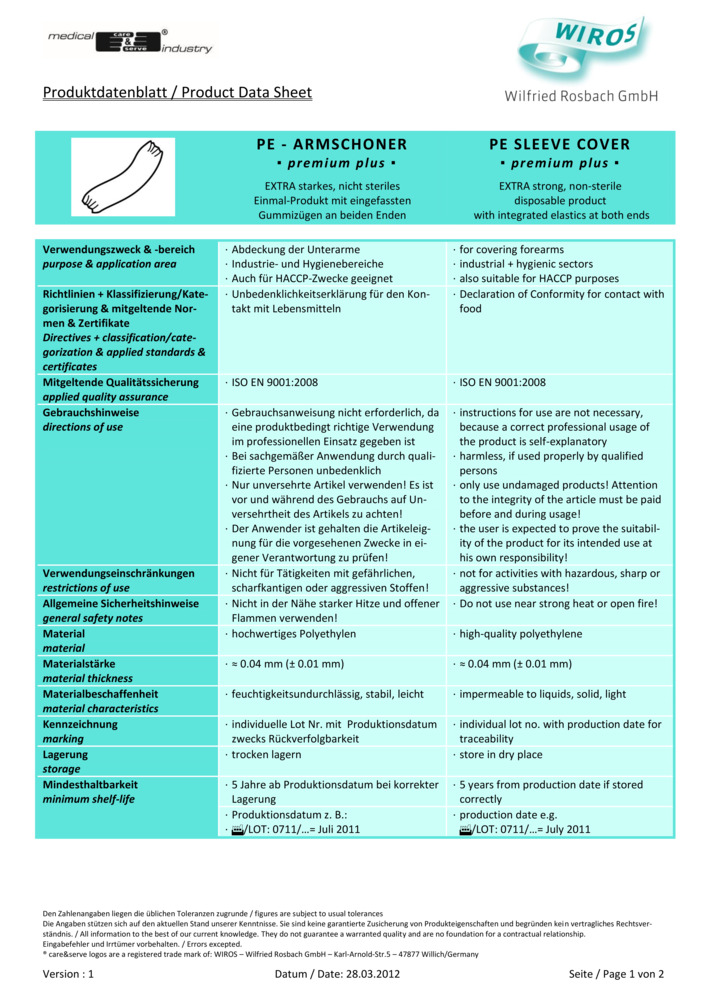 Datenblatt Zertifikat