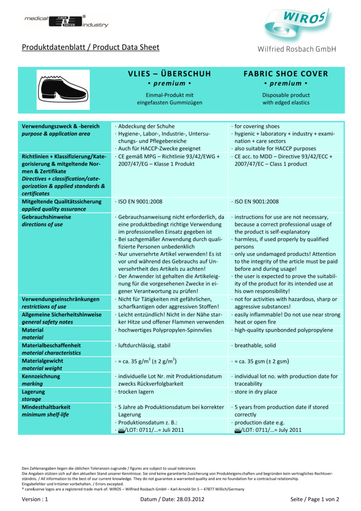 Datenblatt Zertifikat