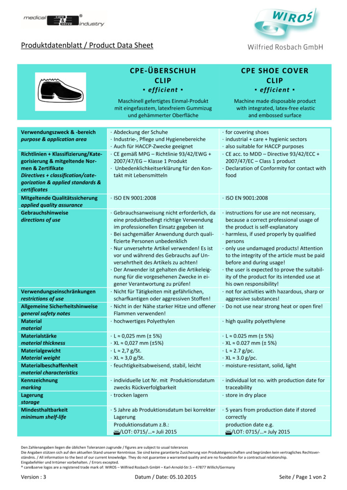 Datenblatt Zertifikat