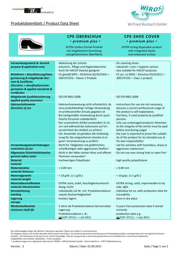 Datenblatt Zertifikat