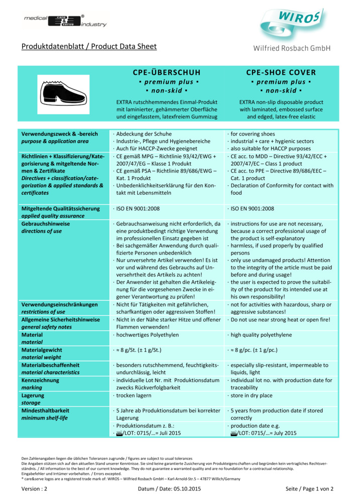 Datenblatt Zertifikat