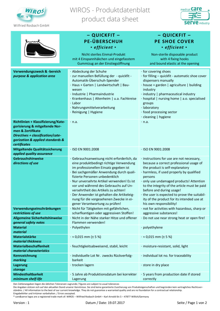 Datenblatt Zertifikat
